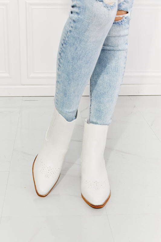 Stacked Heel Chelsea in White | Boot