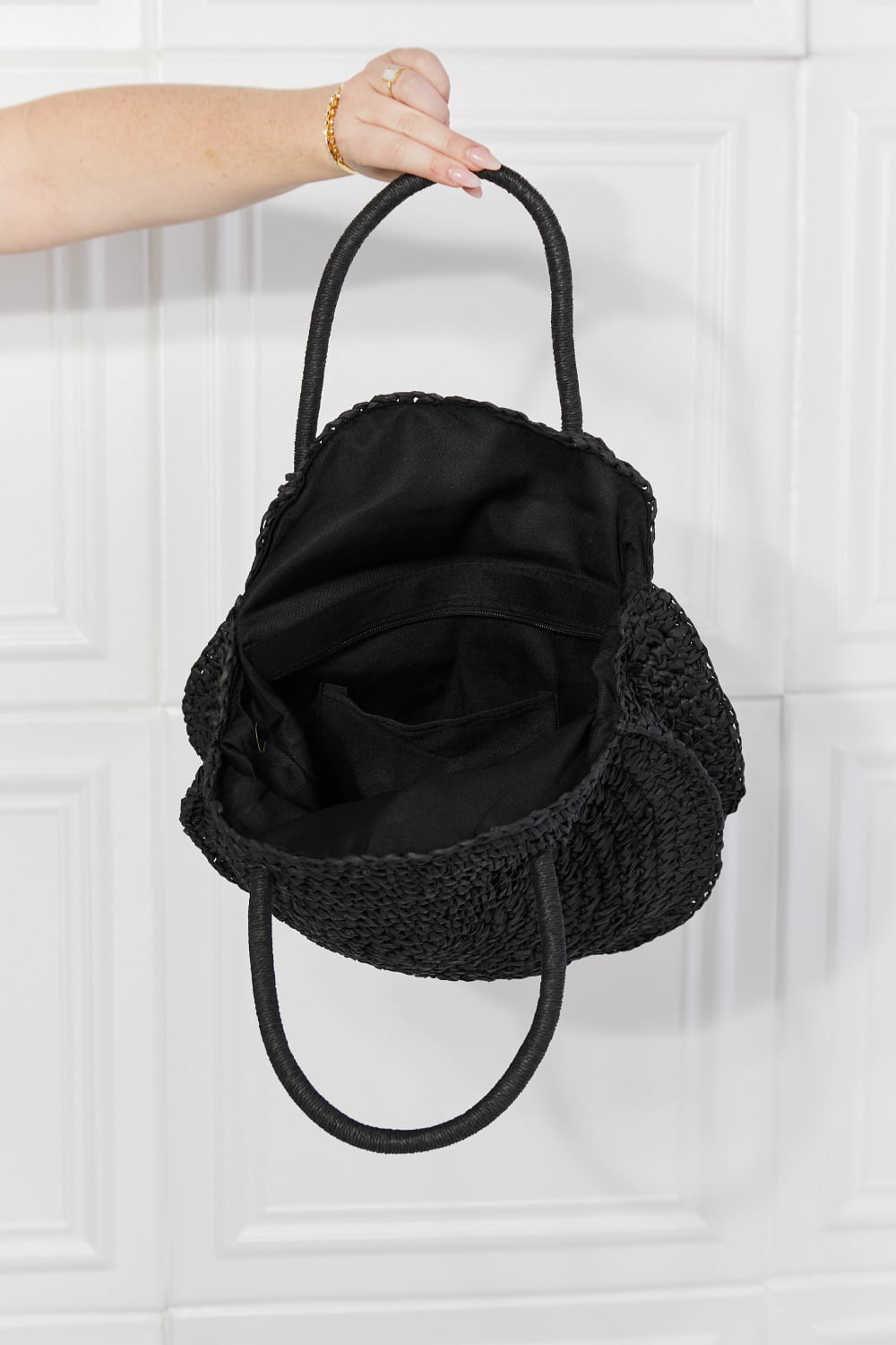Black Beach Date Straw Rattan | Handbag