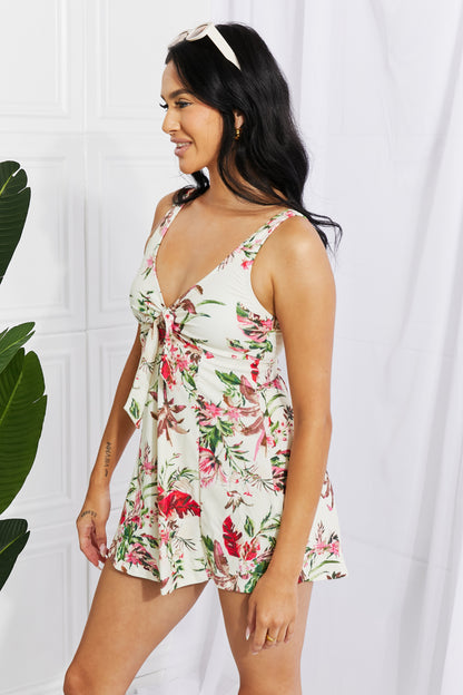 Floral Cream V-Neck | Swim Dress