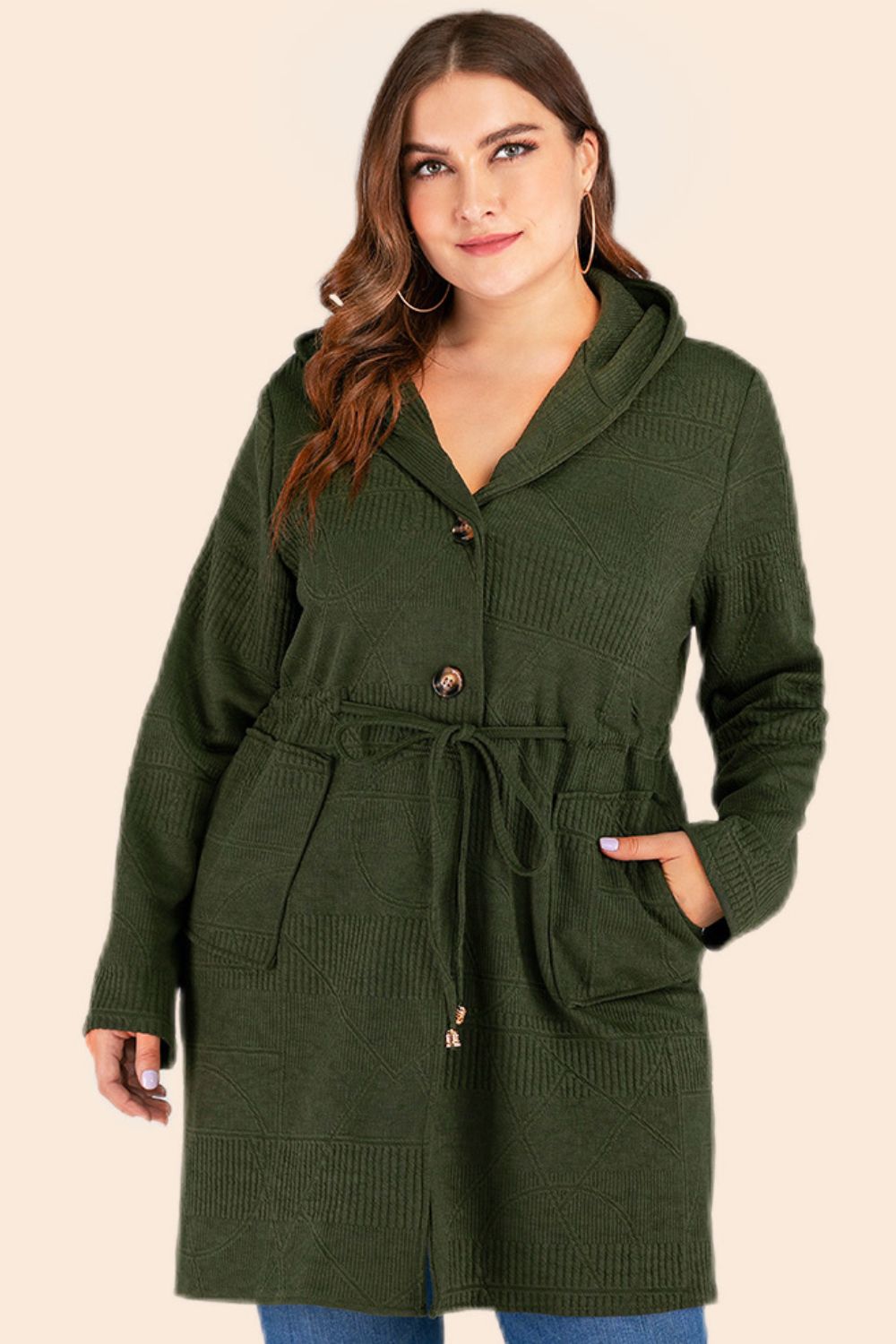 Drawstring Waist Hooded | Cardigan