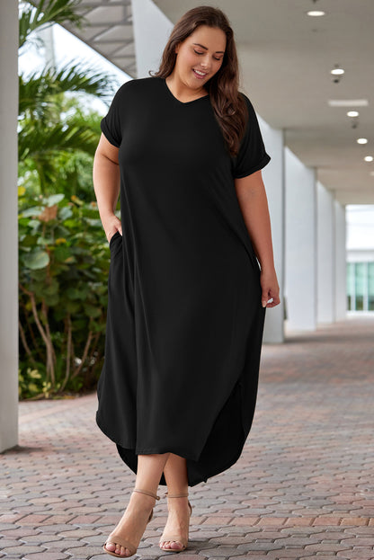 V-Neck Short Sleeve Maxi | Dress