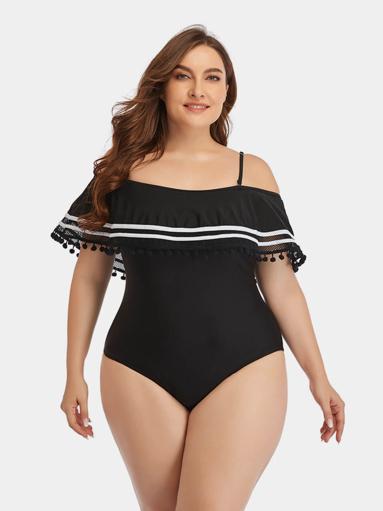 Striped Cold-Shoulder | One-Piece Swimsuit