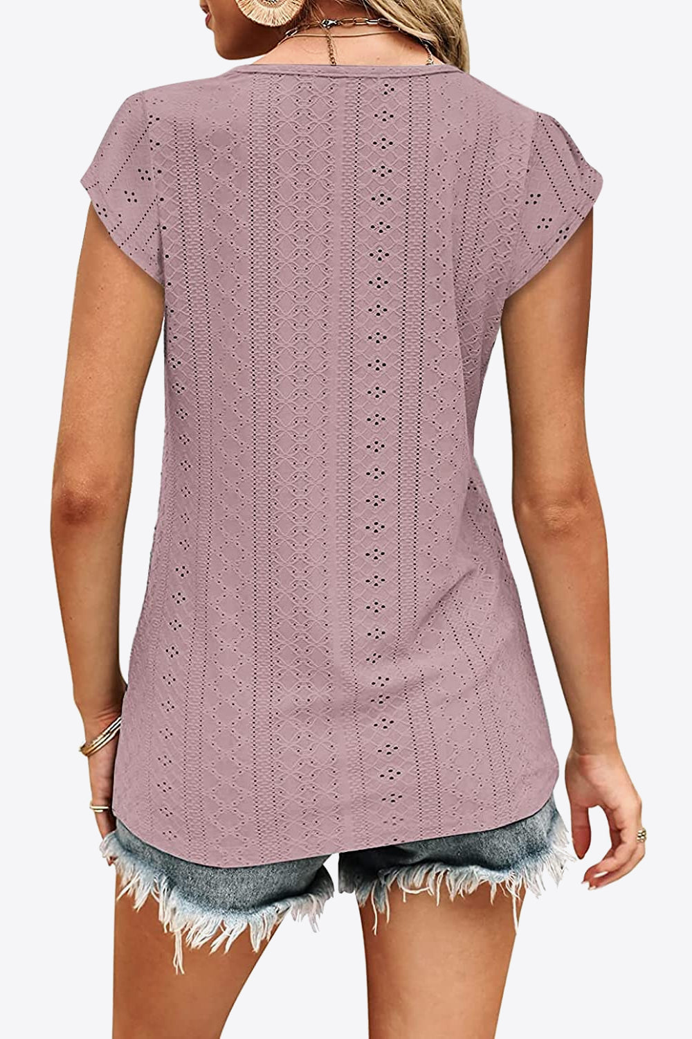 Eyelet V-Neck | Tee