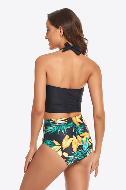 Botanical Halter Neck Drawstring | Bikini Set