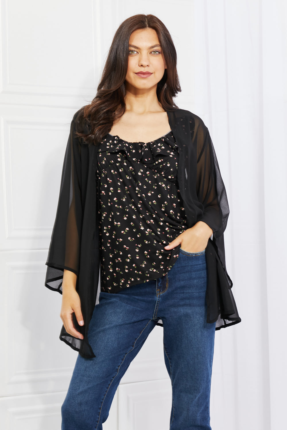 Black Chiffon | Kimono