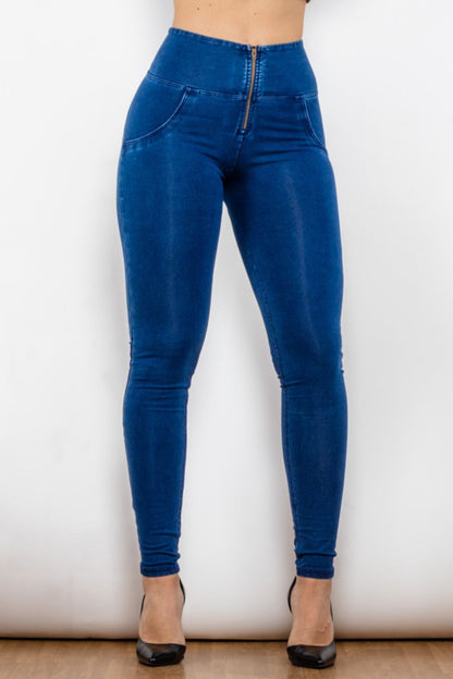 Comfy Huggers High Waist Zip Up Skinny Long | Jeans