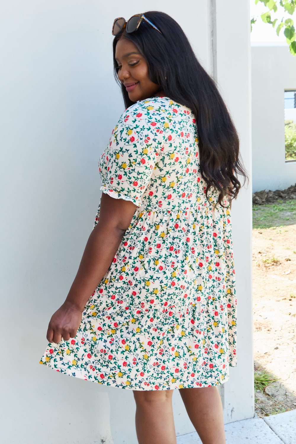 V-Neck Ruffle Sleeve Floral | Dress
