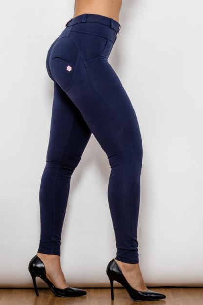 Comfy Huggers Deep Navy Buttoned Skinny Long | Jeans
