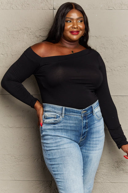 Asymmetrical Neck Long Sleeve | Top