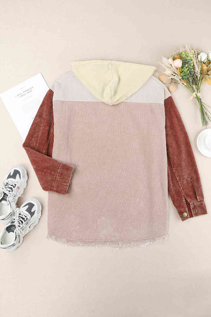 Snap Front Hooded Corduroy | Shacket