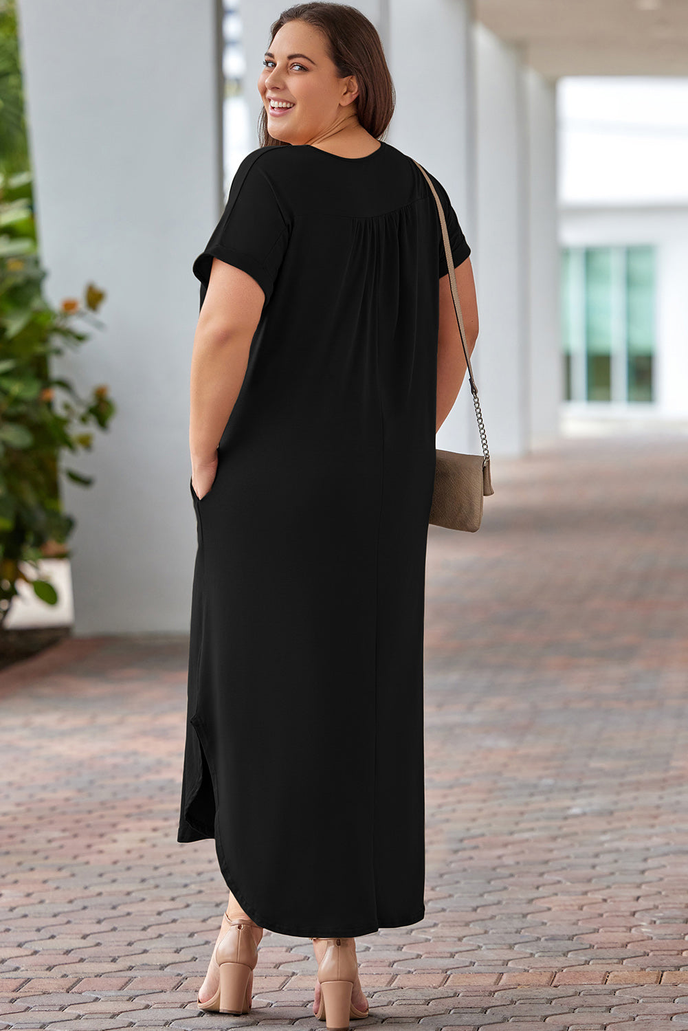 V-Neck Short Sleeve Maxi | Dress