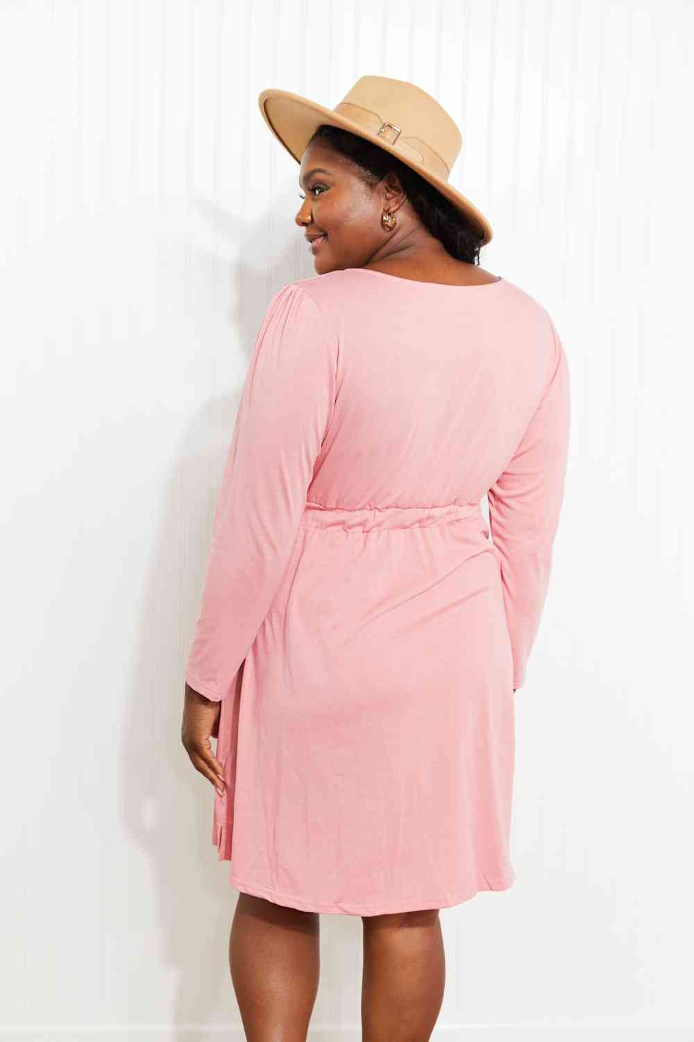 Button Front Elastic Waist Long Sleeve | Dress