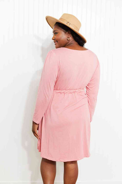 Button Front Elastic Waist Long Sleeve | Dress