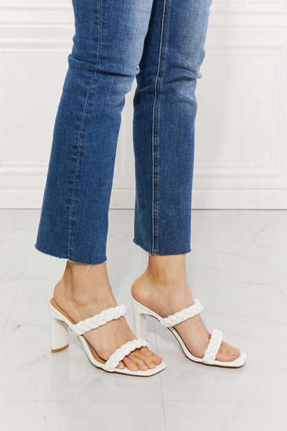 Double Braided Block Heel in White | Sandal