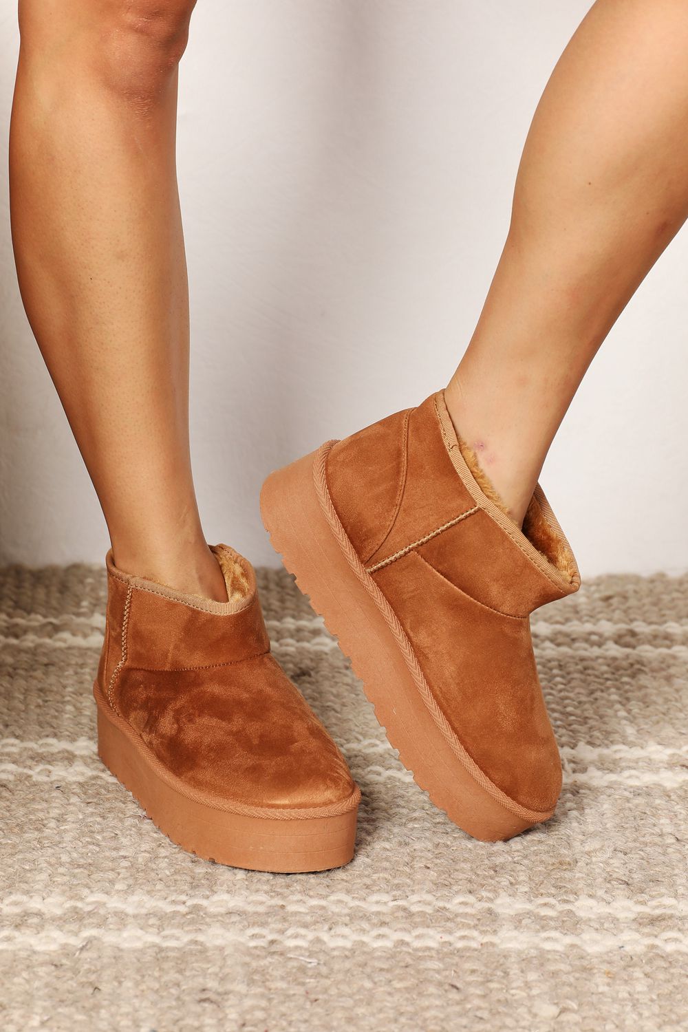 Fleece Lined Chunky Platform Mini | Boots
