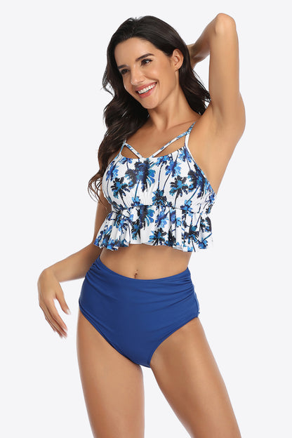 Tropical Print Ruffled | Two-Piece Swimsuit