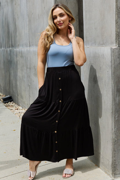 Solid Color Buttoned Maxi | Skirt