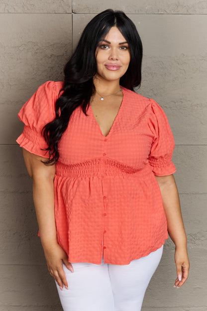 V-Neck Puff Sleeve Button Down | Top