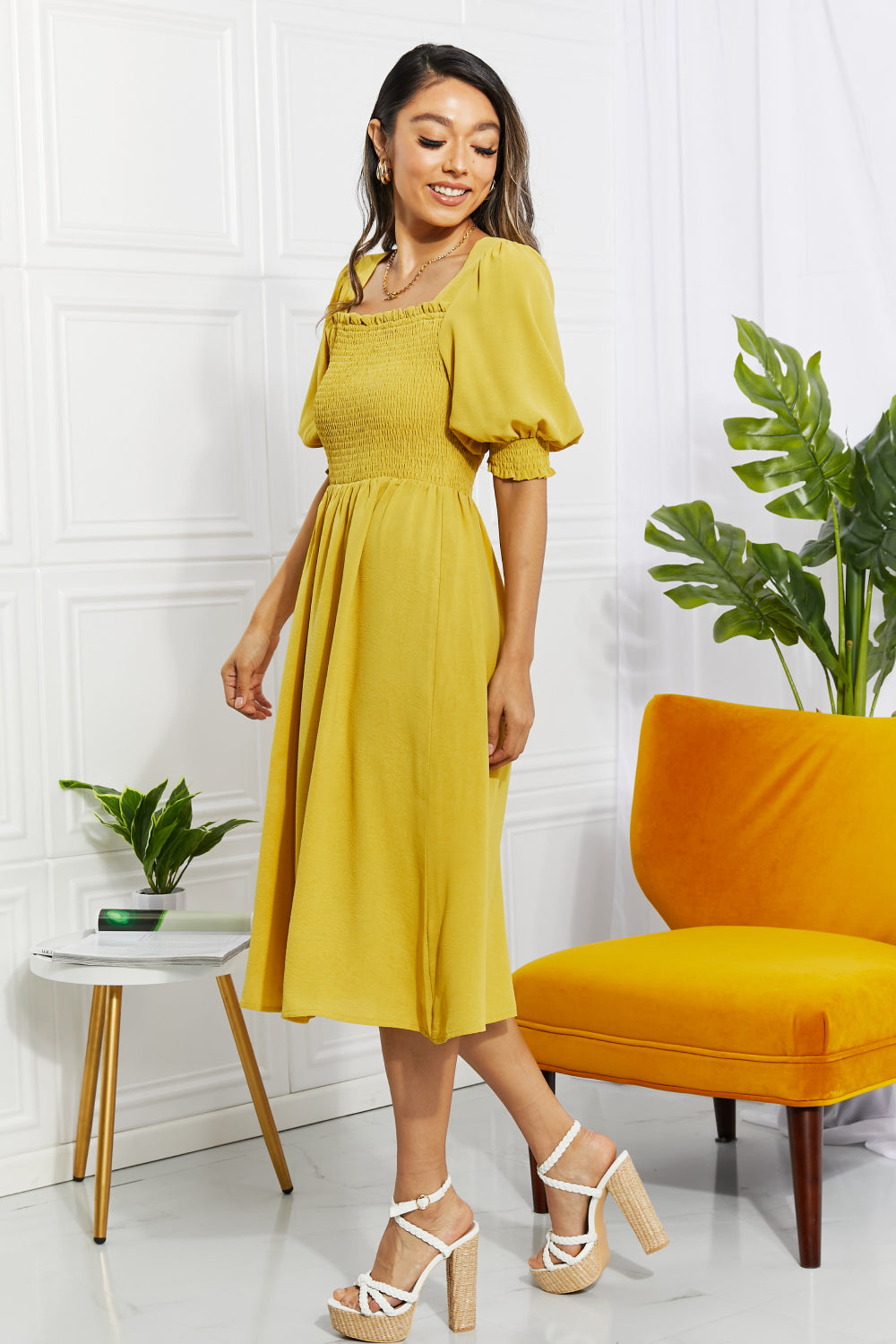 Square Neck Midi | Dress