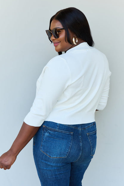 Ivory 3/4 Sleeve Cropped | Cardigan