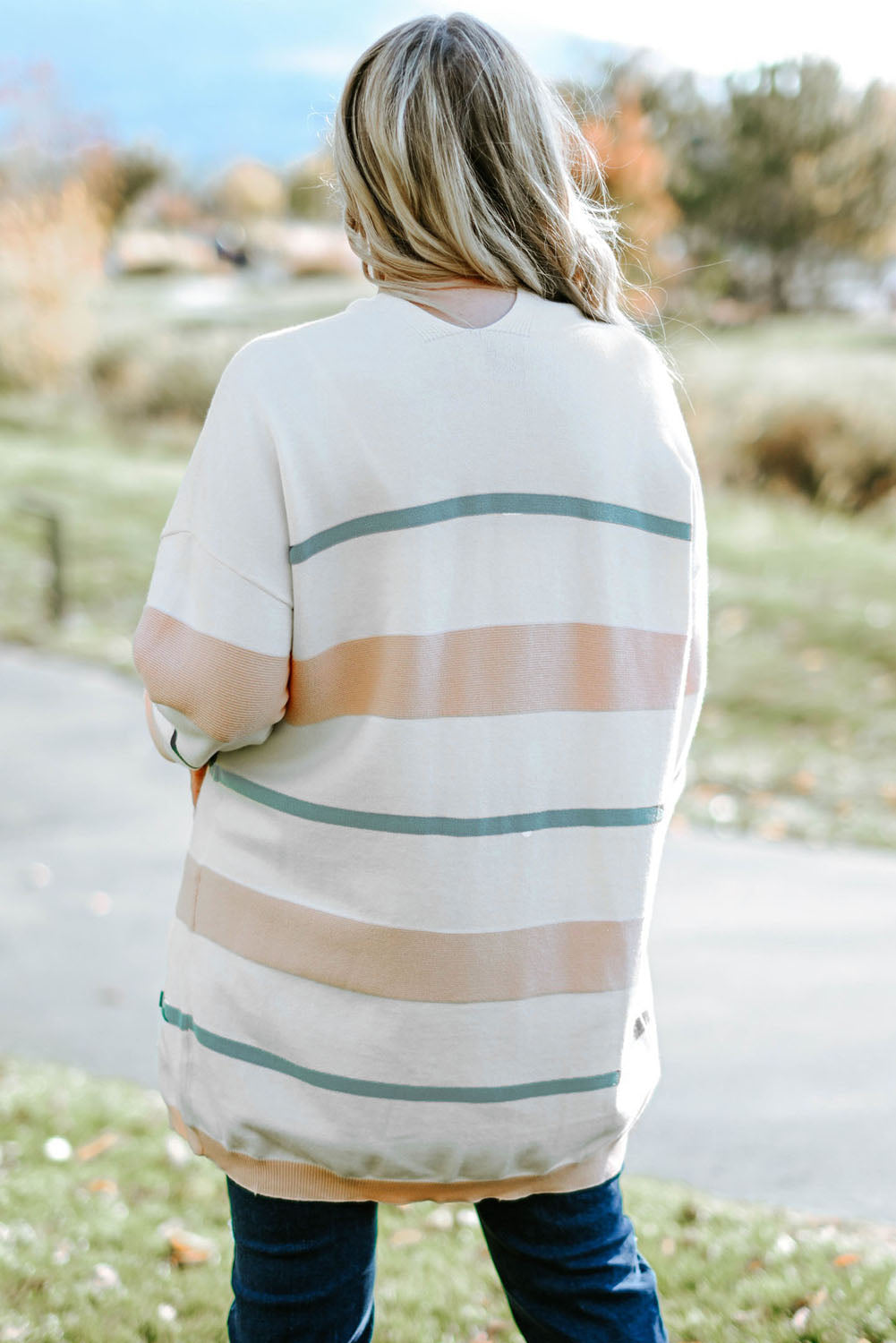 Striped Open Front | Cardigan