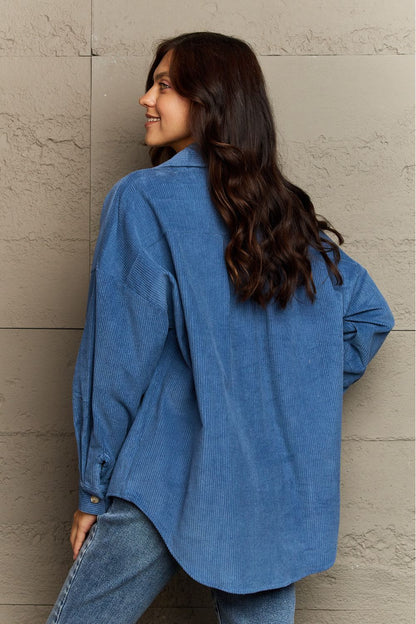 Collared Neck Dropped Shoulder Button-Down | Jacket