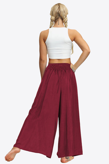 Smocked Split Wide Leg Long | Pants