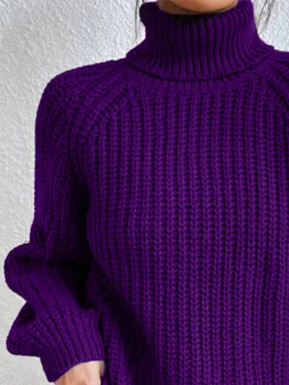 Turtleneck Rib-Knit Slit | Sweater