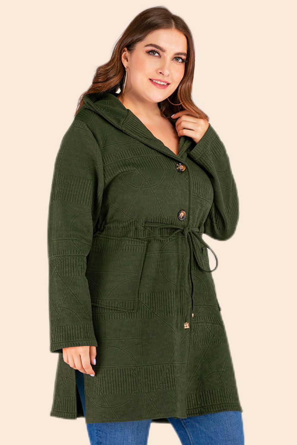 Drawstring Waist Hooded | Cardigan