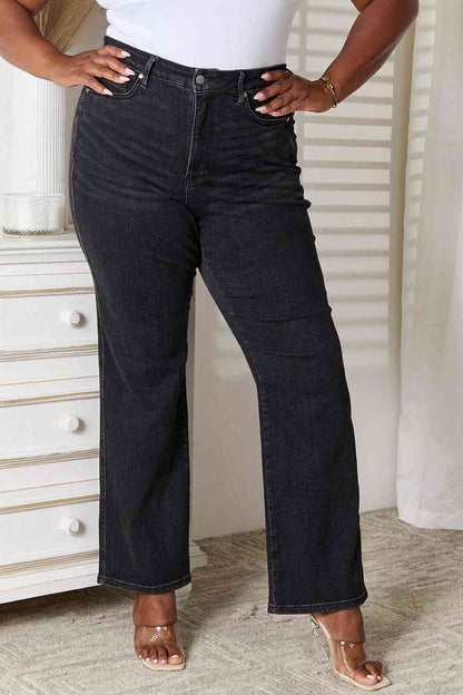 Tummy Control Washed Black Straight | Jeans