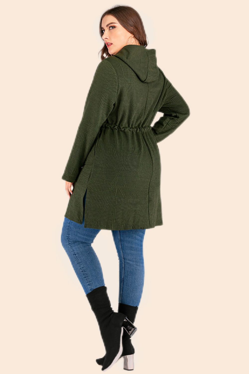 Drawstring Waist Hooded | Cardigan