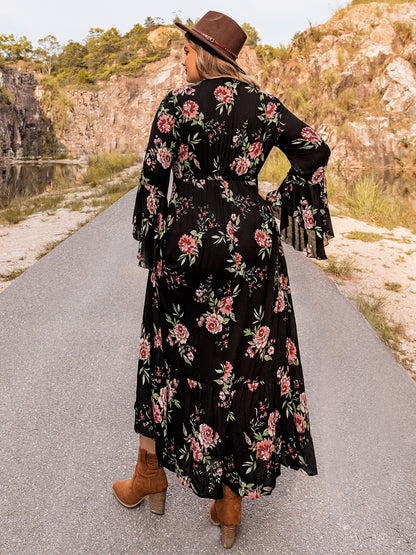 Floral Flare Sleeve Maxi | Dress