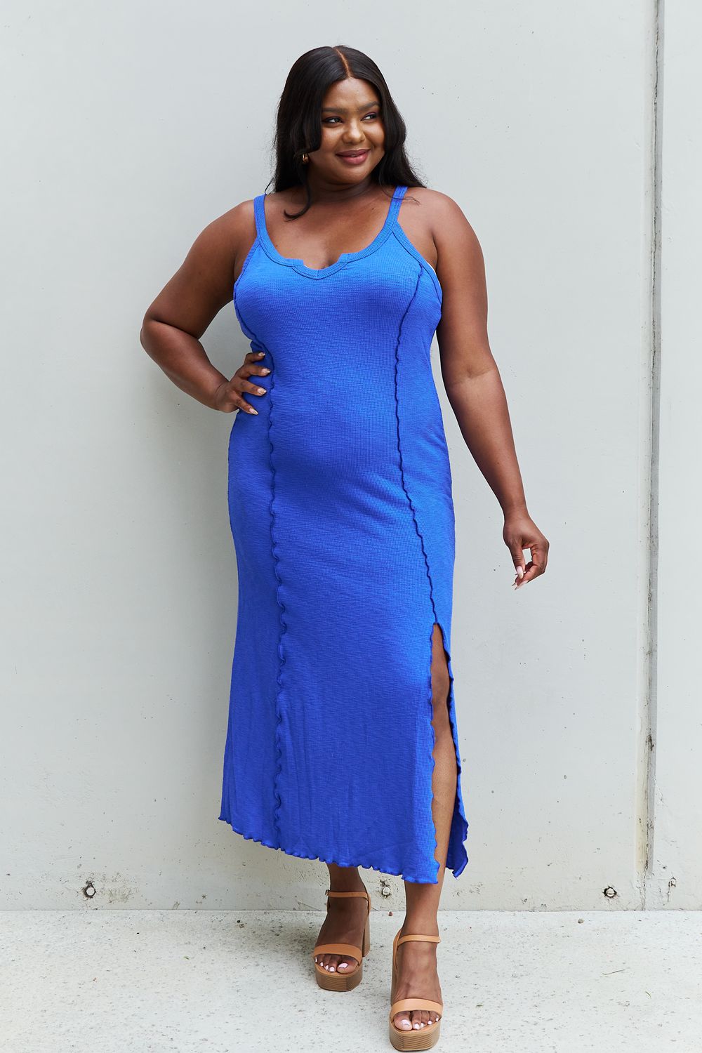 Cobalt Blue Notch Neck | Maxi Dress