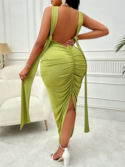 Backless Ruched Maxi | Dress
