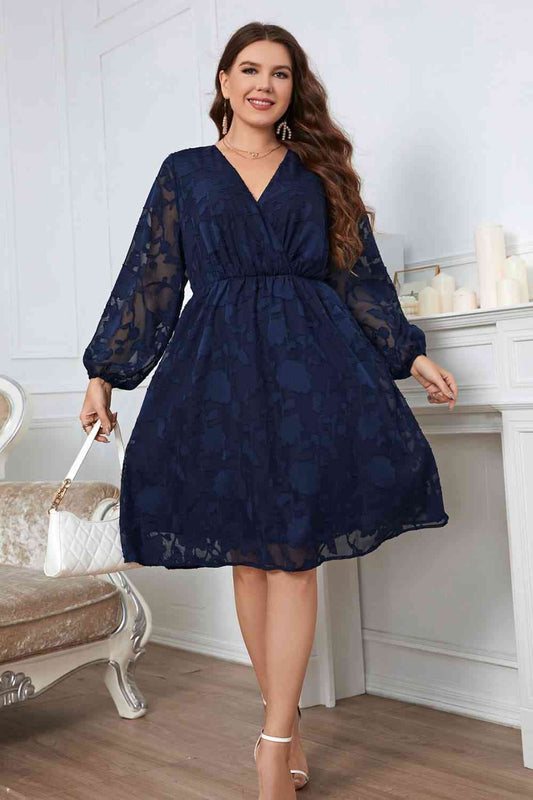 Surplice Neck Balloon Sleeve | Dress