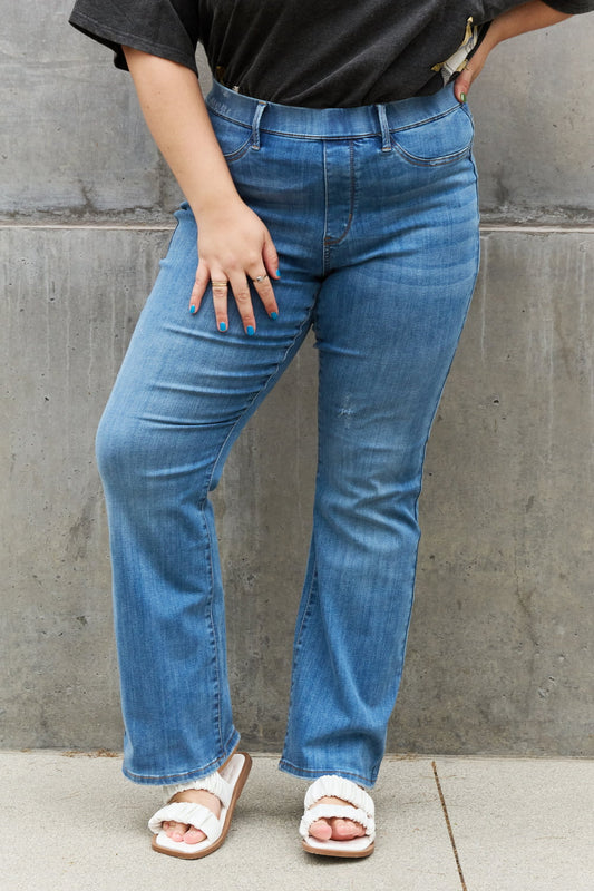 High Waist Pull On Slim Bootcut | Jeans