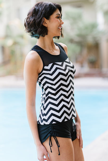 Chevron Print Ruched Tankini | Swimsuit Set