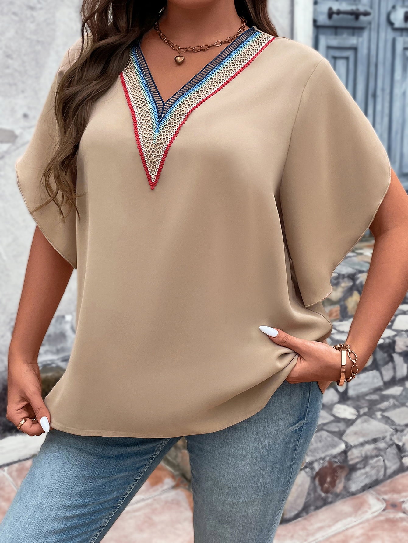 V-Neck Flutter Sleeve | Blouse