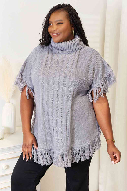 Turtle Neck Fringe | Poncho