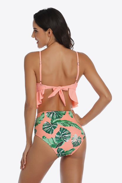 Tropical Print Ruffled | Two-Piece Swimsuit
