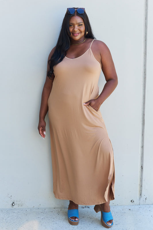 Cami Side Slit in Camel | Maxi Dress
