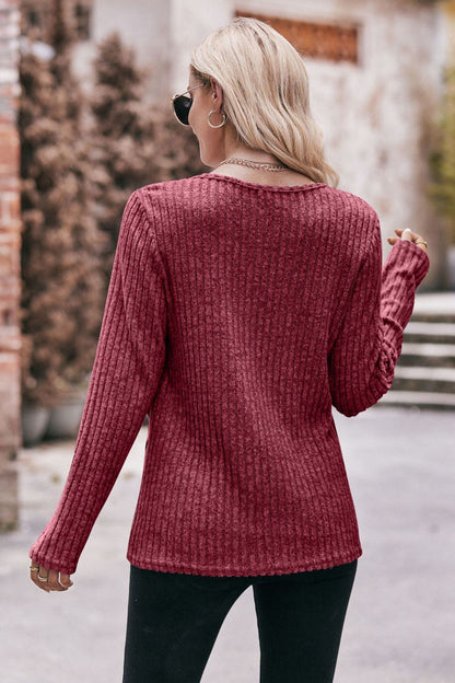 Buttoned Detail Ribbed | Top