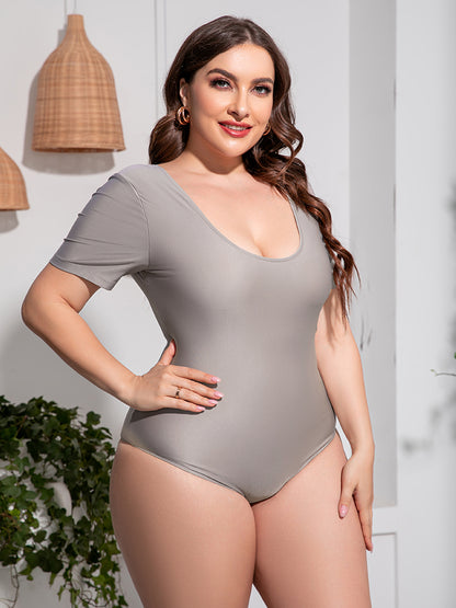 Scoop Neck Short Sleeve | One-Piece Swimsuit