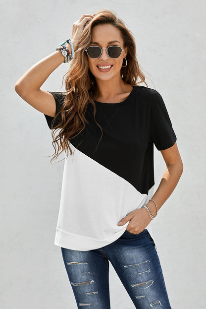 Slanty Two-Tone Round Neck | Tee
