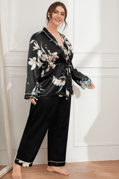 Floral Belted Robe + Pants | Pajama Set