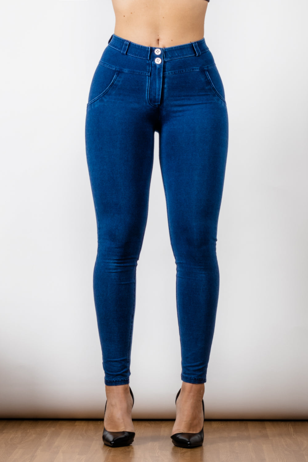 Comfy Huggers Blue Buttoned Skinny | Jeans