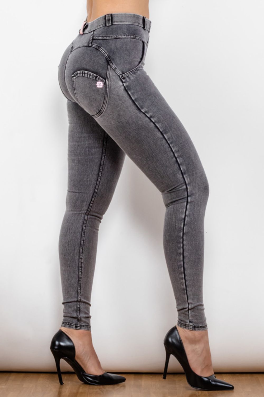 Comfy Huggers Gray Buttoned Skinny Long | Jeans