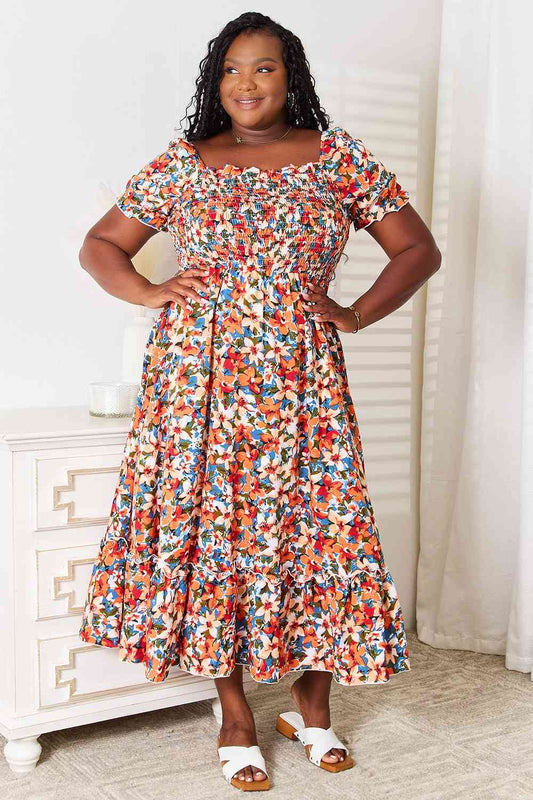 Floral Smocked Square Neck | Dress