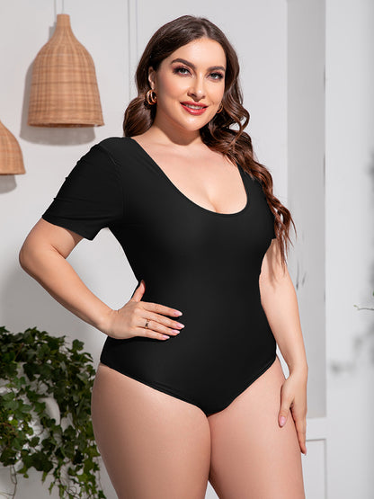 Scoop Neck Short Sleeve | One-Piece Swimsuit