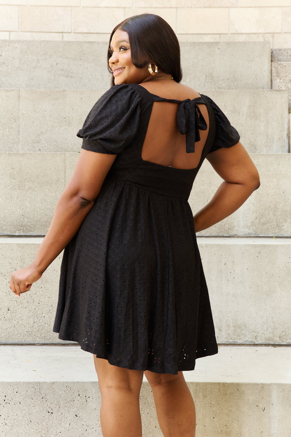 Square Neck Crochet Mini | Dress